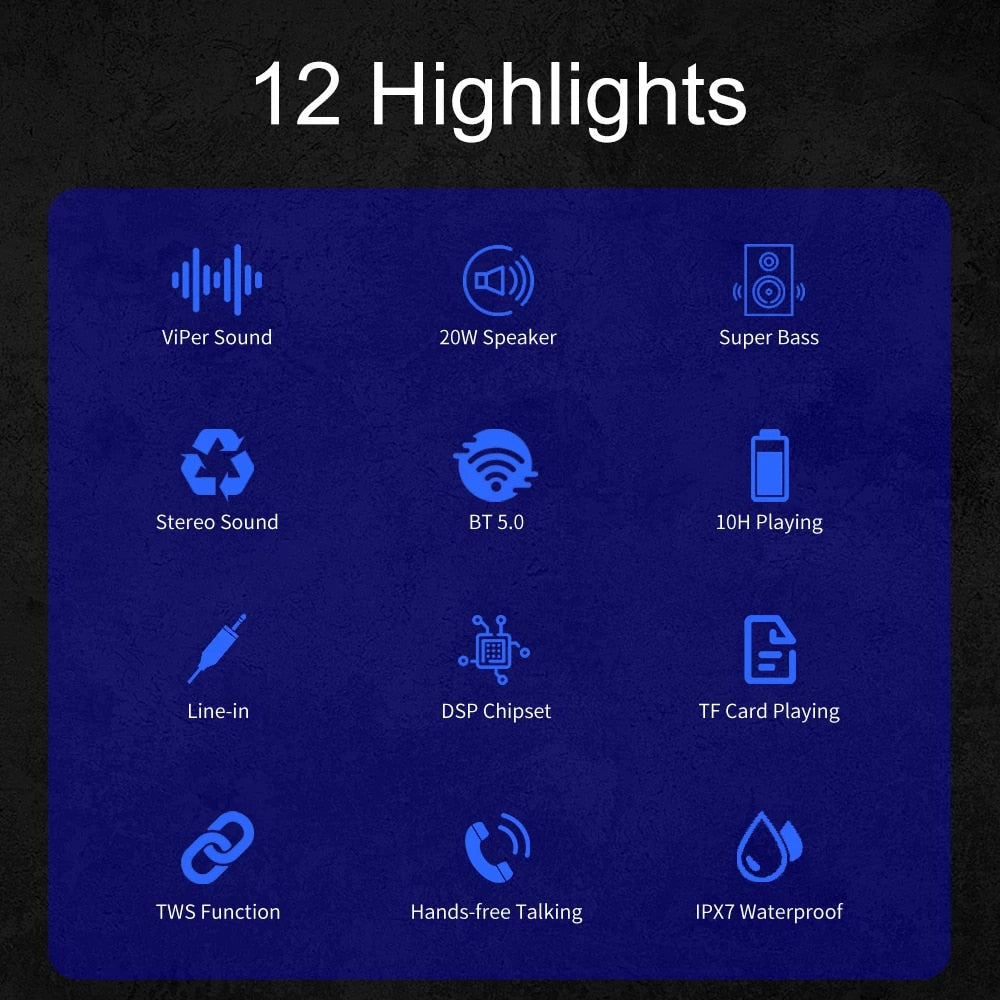 XDOBO Wing 2020 20W portátil sem fio compatível com Bluetooth alto-falante BT5.0 IPX7 caixa de som à prova d'água TWS reprodutor de áudio Boombox